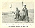 BURIATS--HUSBAND AND WIFE IN THE HAYFIELD, OLKHON ISLAND.<br> Their implements for turning and raking grass