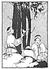 HE WENT UP TO THE TREE WHERE THE LITTLE BIRD SAT AND SAID, ''IF YOU ARE MY SISTER, HOP ON MY HAND.'' WHEN THE LITTLE BIRD HOPPED ONTO HIS HAND, THEY BEGAN TO CRY, AS THEY KNEW THEIR SISTER WAS DEAD.