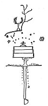 FIGURE 49. <i>Osage Chart of the Universe, drawn by Red Corn</i>.<br> (From <i>Picture-Writing of the American Indians</i>; Garrick Mallery, 1894, p. 251.)