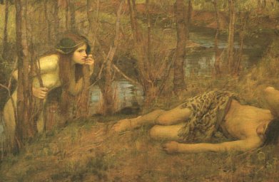 A Naiad, by John William Waterhouse, detail [1893] (Public Domain Image)