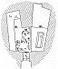 FIG. 10--Knossos. Plan of Tomb of Double Axes, showing position in which relics were found.<br> (<i>From</i> ''<i>Archæolagia</i>,'' <i>by kind permission of the Society of Antiquaries and Sir Arthur Evans</i>.)