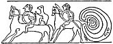 FIG. 135.--Etruscan Vase. Details, showing Labyrinth and ''retroscript'' label--''TRUIA.'' (Deecke.)