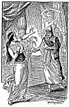 He could not see what Sarah saw--a figure, a spirit, clutching a big stick. (<i>Page 72</i>).