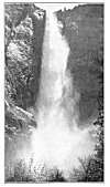 BRIDAL VEIL FALL (PO-HO'-NO),<BR>
940 Feet.<BR>
The source of this stream is supposed by the Indians to be haunted by troubled spirits, which affect the water along its whole course. The word Po-ho'-no means a ''puffing wind.''