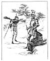 ''He boldly spoke, 'Sir Knight, if knight thou bee,<BR>
Abandon this forestalled place at erst,<BR>
For fear of further harme, I counsell thee,<BR>
Or bide the chaunce at thine owne jeopardie.'''