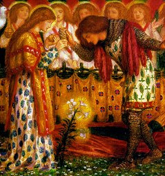 Sir Galahad, by Dante Gabriel Rossetti (detail) [1864] (Public Domain Image)